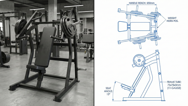 Plate loaded chest press machine