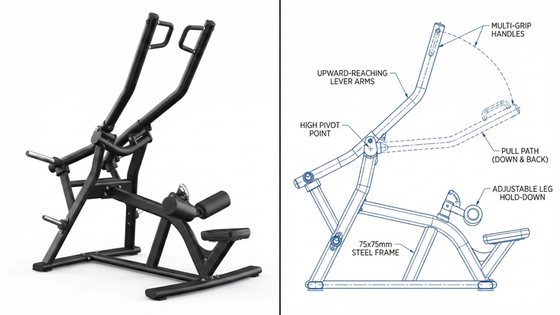 Plate loaded lat pulldown machine